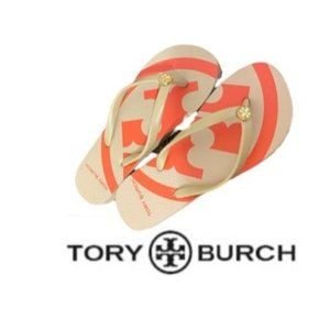 Tory bursh flip flop slide slip in thong slide black gold